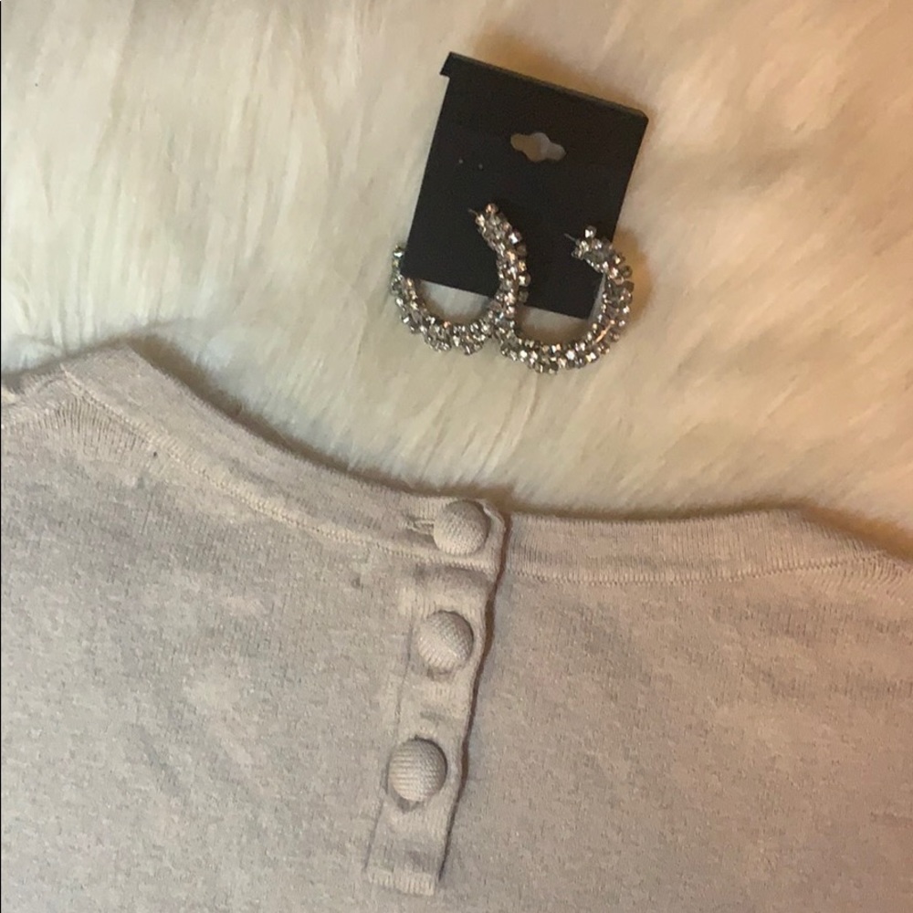 Buff Fitted Crew Neck Sweater with Puffy Sleeve